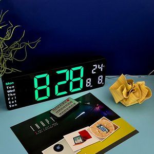 Digital Green LED Alarm Desk Clock with Remote Control - Automatic Daylight Savi